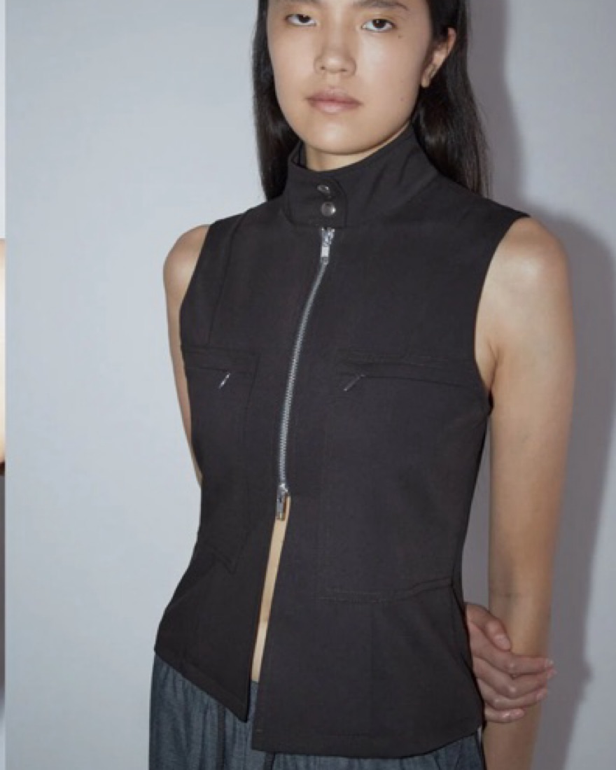 paloma wool ダークグレー ハルター ネック ビスチェ SANS-Sleeveless wrap top with a side loop to tie the outer