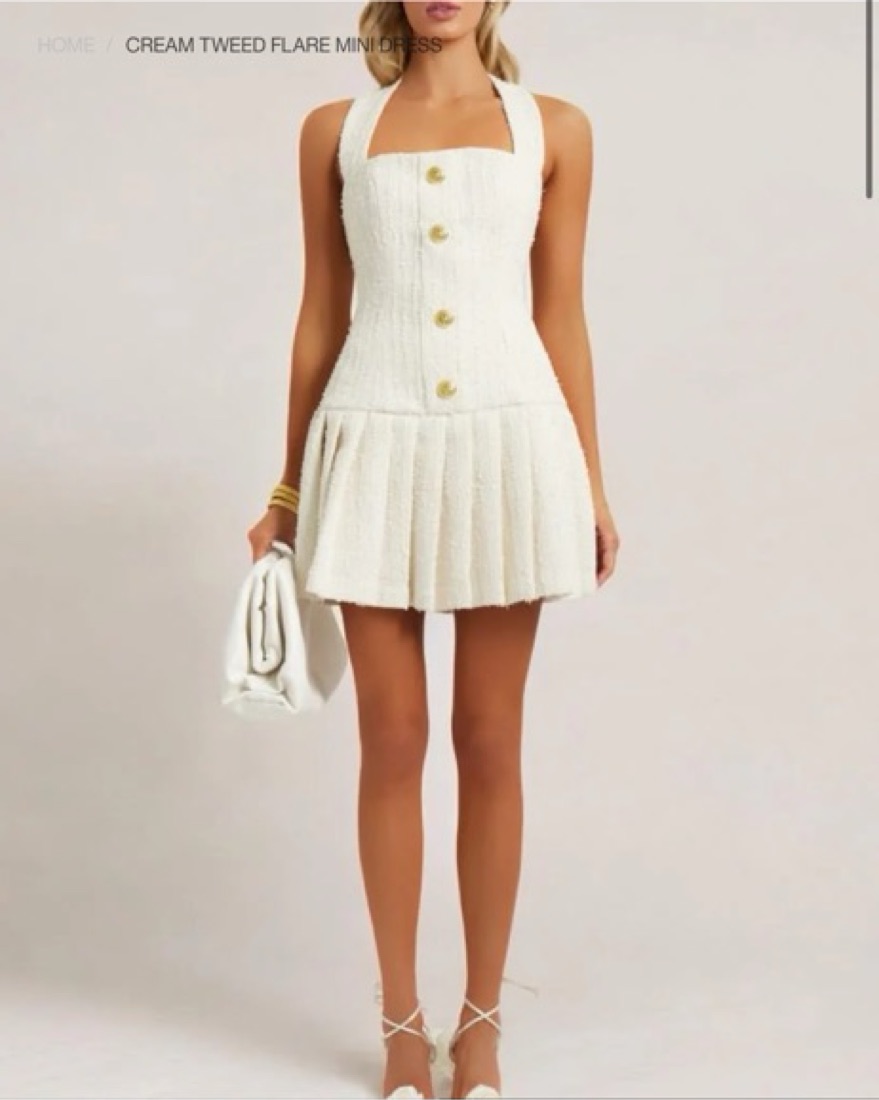 cream tweed mini dress Elevated Mini Dress