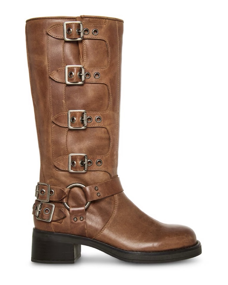 ★Steve Madden★ベスト商品★RHODA BROWN★ブーツ Steve Madden Rhoda - Brown Leather Boots - Distressed Moto