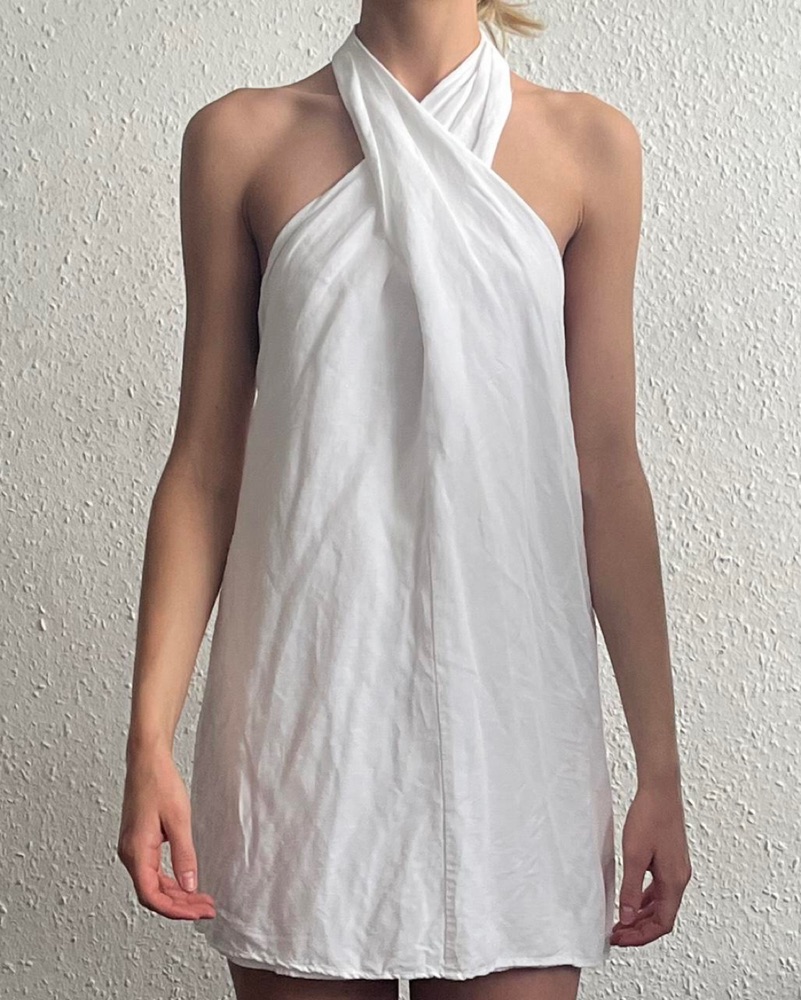 Oysho White Linen Halter Dress by Oysho - Pickle