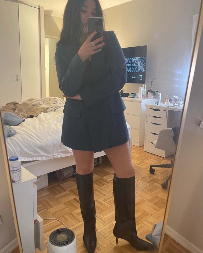 新品、ベリック防水ハイカットレザーシューズ UK 9 Sleek Black Knee-High Boots by Zara - Pickle
