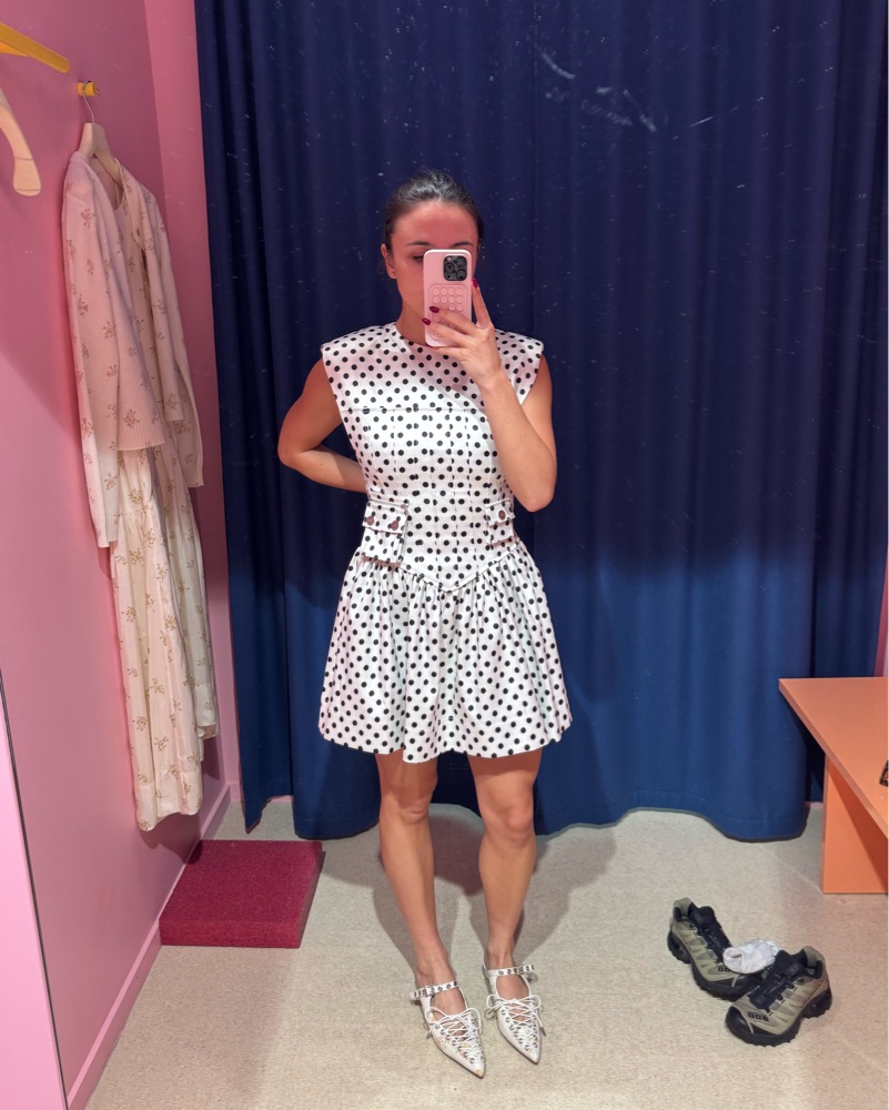 Ganni Polka-Dot Satin Corset Mini Dress by Ganni - Pickle