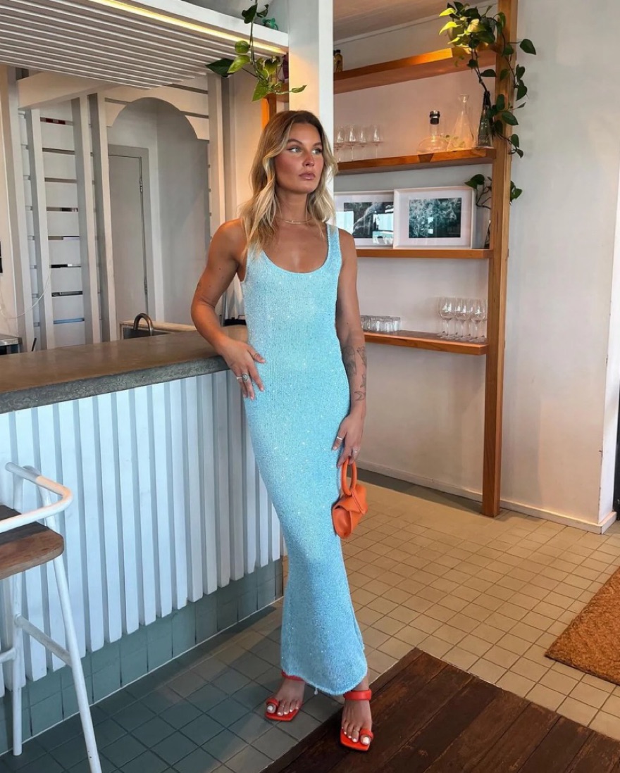 Asta Resort Ana Scoop Maxi Dress Blue by Asta Resort