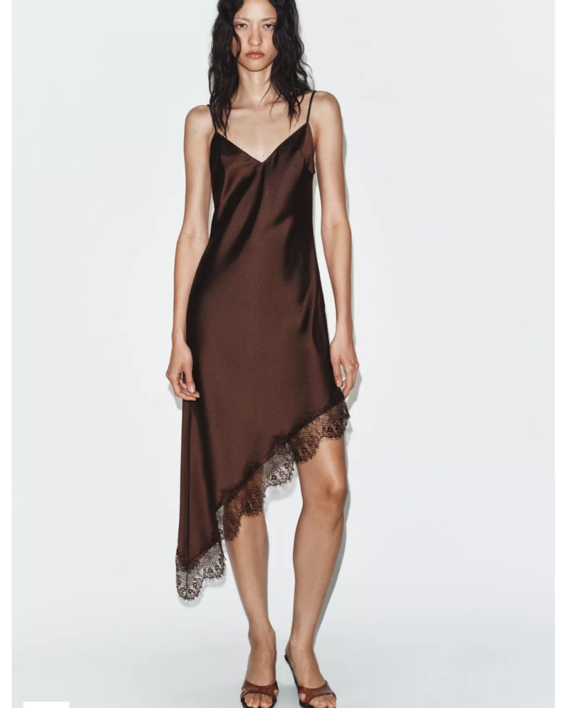 Zara Satin Lace Dress by ZARA - Pickle