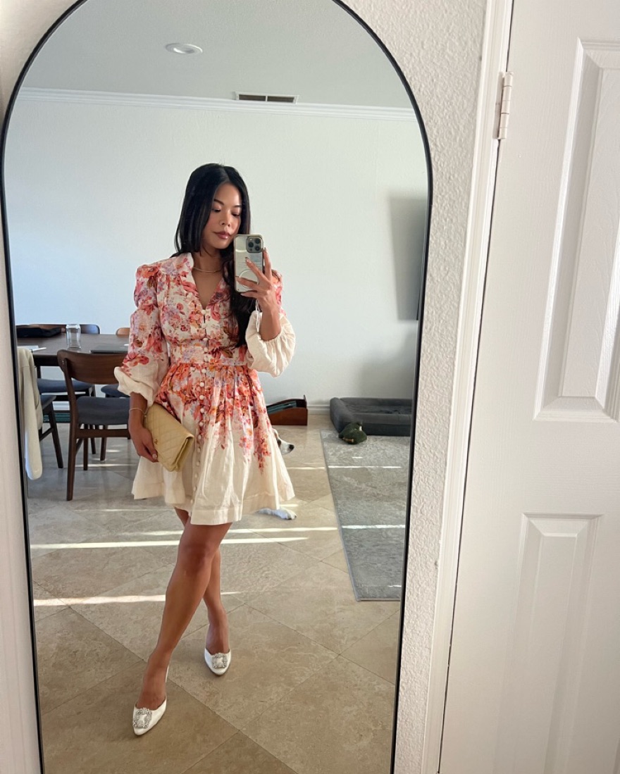 【Zimmermann】Devi フローラルプリント ギャザードレス NWT $895 Zimmermann Devi Plunge V Neck Red Floral Linen Mini