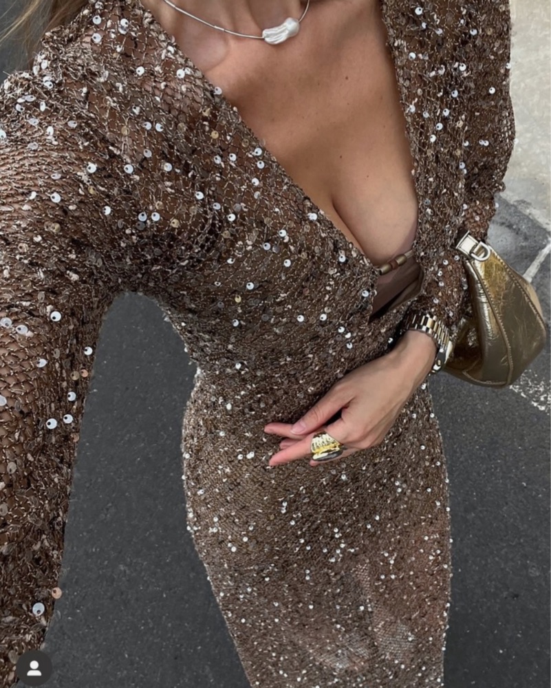 sequin midi dress zara Zara - Sequin Red Midi Dress - Ecru - L