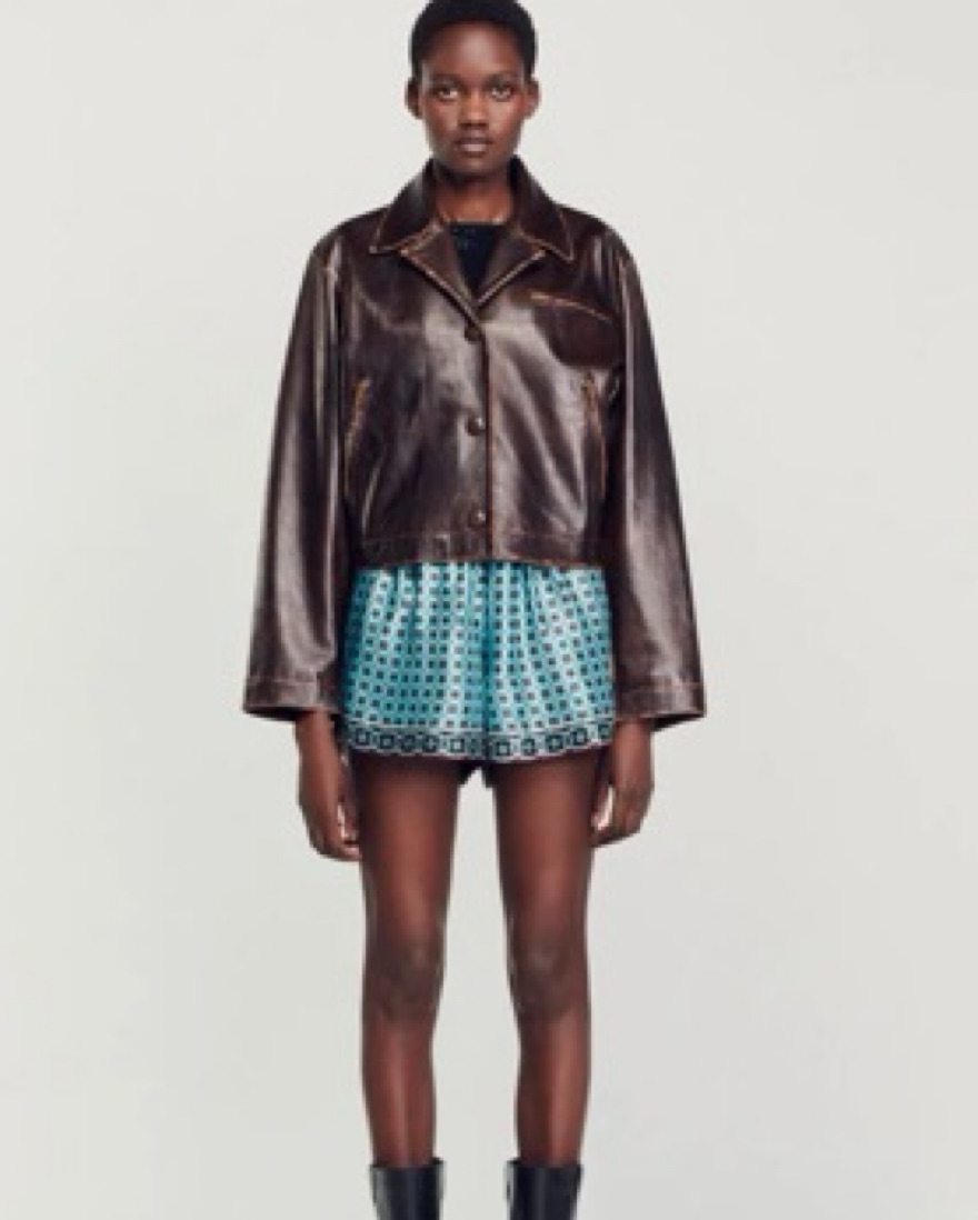 Sandro Jude Lambskin Leather Jacket by Sandro - Pickle