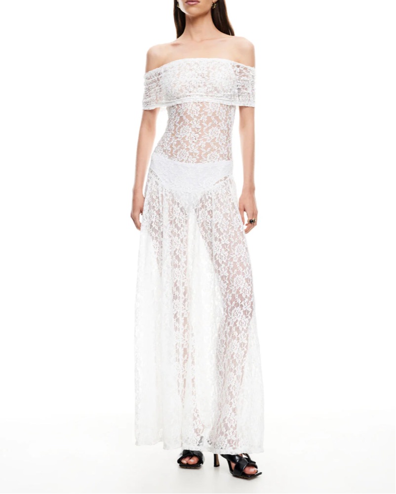 white lace drop waist dress Mint Velvet Cotton Broderie Midi Dress in Ivory at Nordstrom, Size 12 main image 1