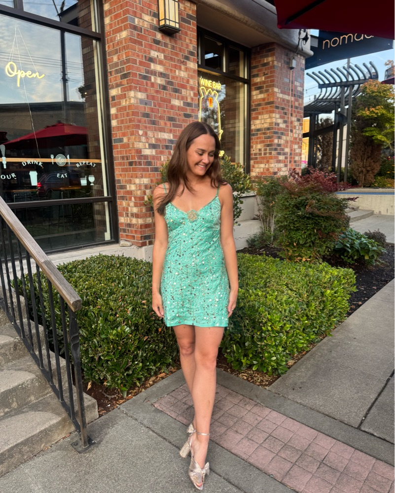 Asta Resort Marta Hand Beaded Mini Dress by Asta Resort - Pickle