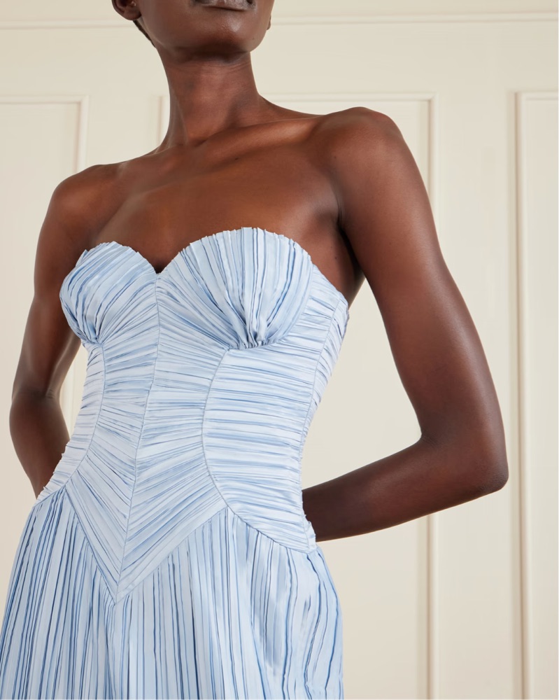 dress blues cap Beaded Open Back V Neck Dress With Rhinestones