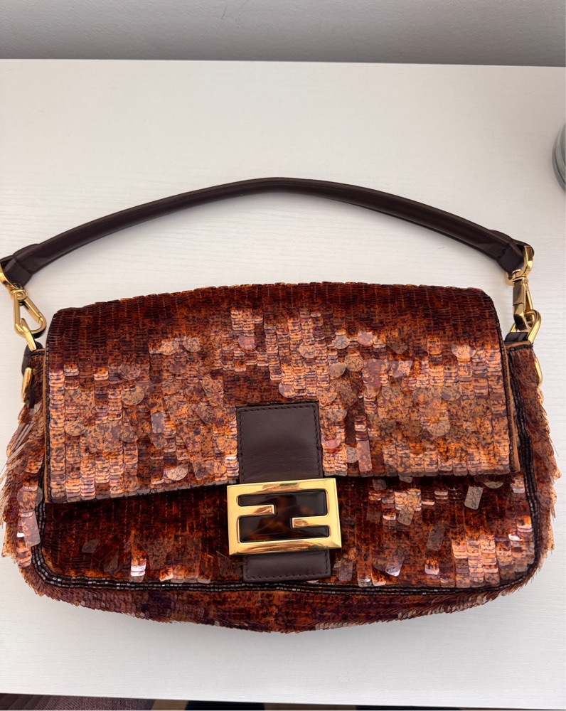 FENDI Baguette Sequin Brown Shoulder Bag by Fendi | Pickle