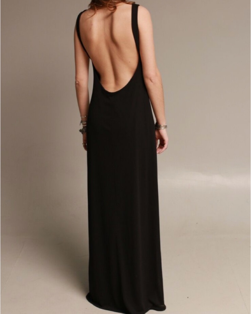 backless black maxi dress Vintage Badgley Mischka 70s Maxi Striped Shirtwaist Dress – Recess main image 1