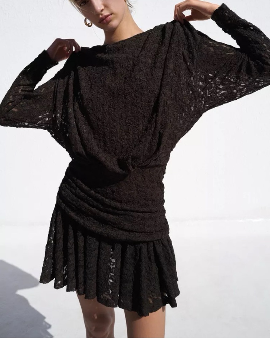 zara drop waist lace mini Dress by Zara - Pickle