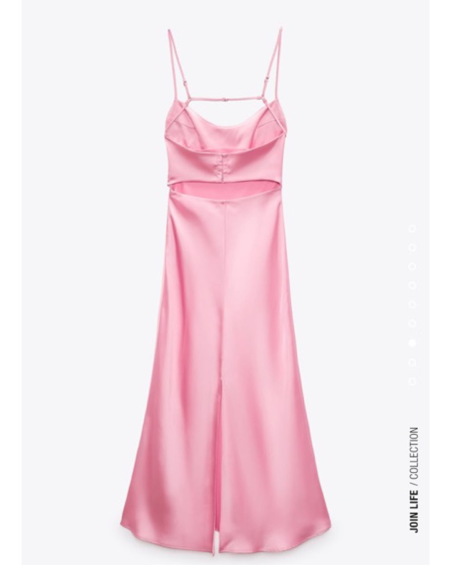 pink satin midi dress zara ZW COLLECTION SATIN EFFECT HALTER DRESS - Pink