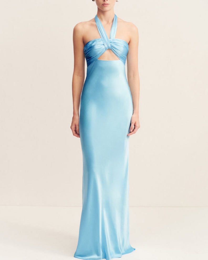 la lune high neck ruched maxi dress La Lune High Neck Ruched Maxi Dress