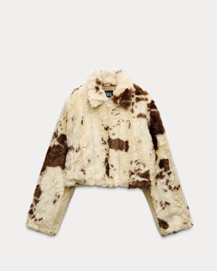 Zara faux fur animal print jacket | Pickle