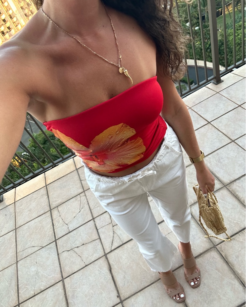 Red Hibiscus Tube Top 🌺 by Zara - Pickle
