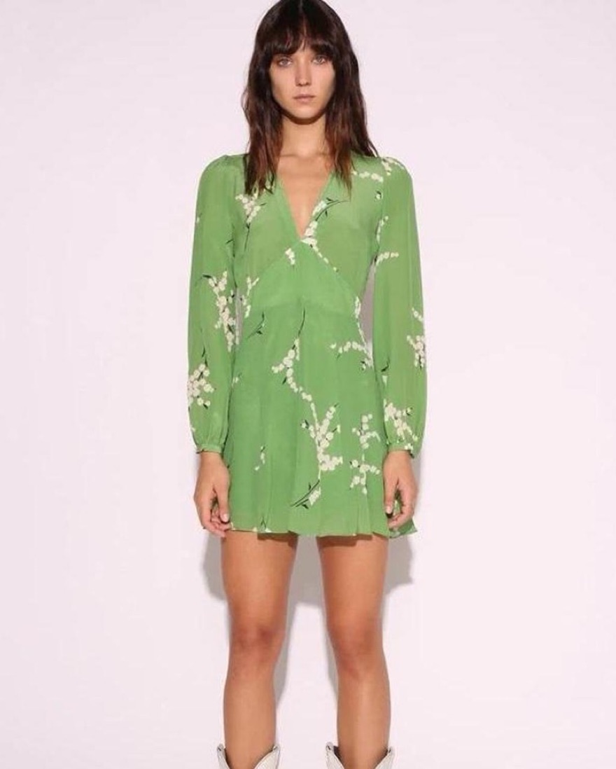 Realisation Par Green Floral Mini Dress by Realisation Par - Pickle