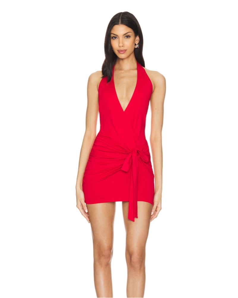 Red Chloe Halter Mini Dress by Superdown - Pickle