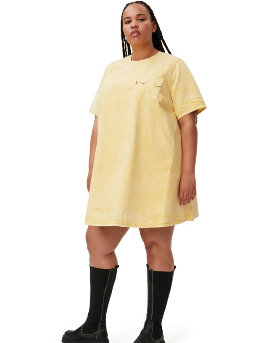 Ganni x Levi's Yellow A-LINE MINI DRESS by Ganni - Pickle