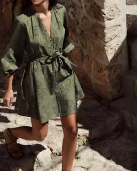 Olive green Eyelet Dress by Zara - Pickle