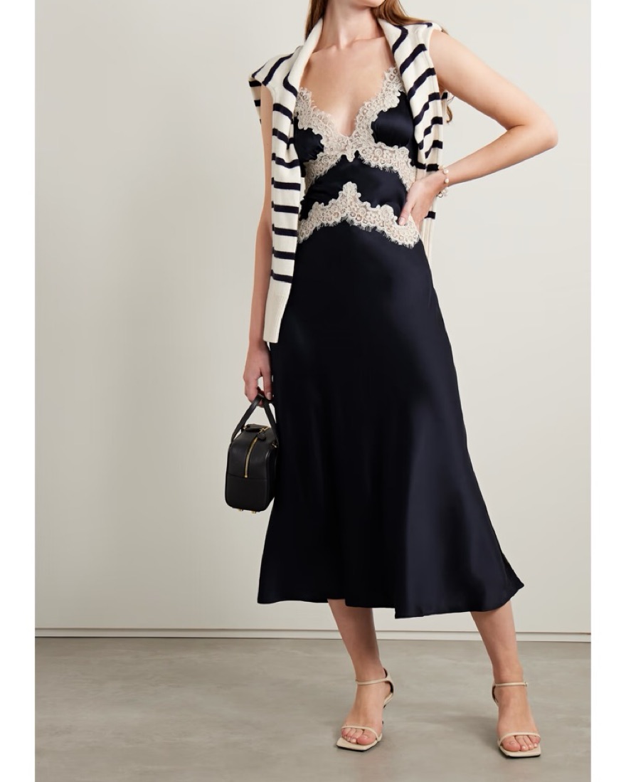 Dôen Obelia Corded Lace Trim Silk Dress by Doen - Pickle