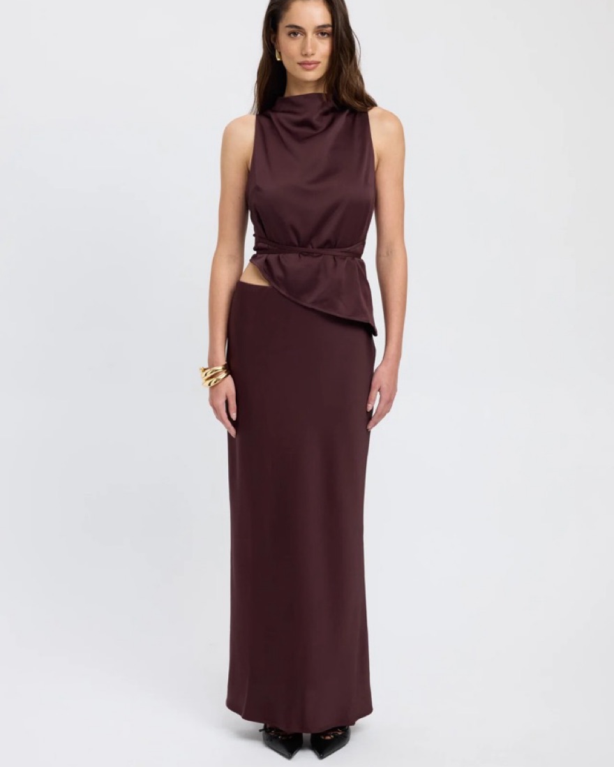 kookai burgundy dress Kookai Oyster Mesh Mini Dress in Mahogany  Hills Shire Hire
