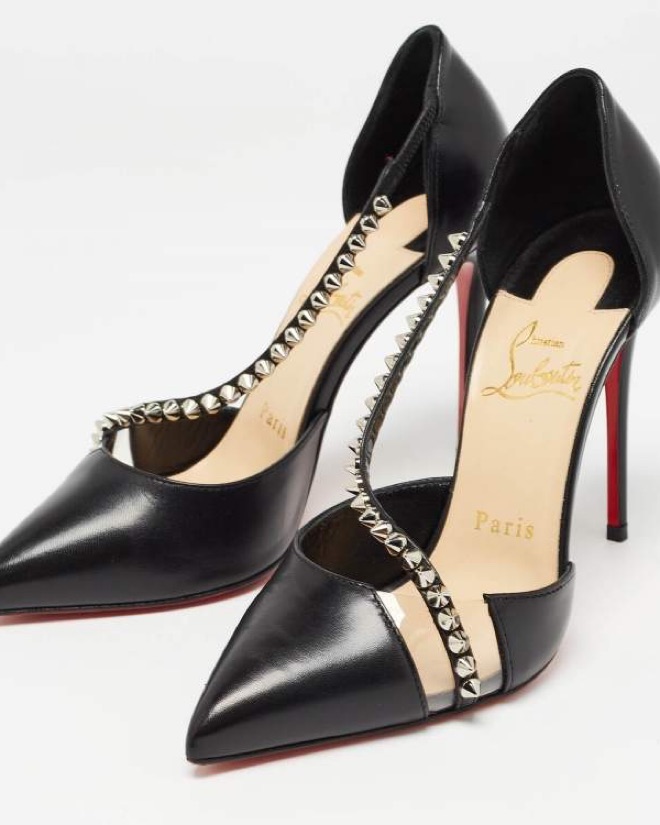 Christian Louboutin スパイク　パンプス ブラック Louboutin Black Leather Spike Pumps by Christian Louboutin - Pickle