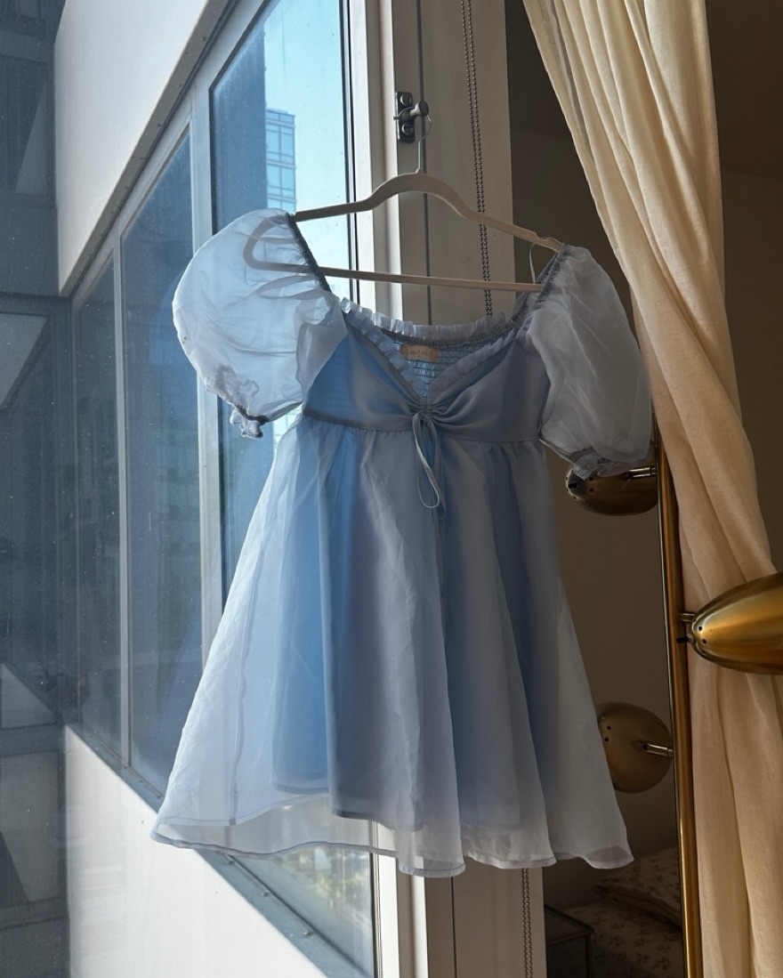 blue babydoll dress Sassy Shortcake Bowshine Babydoll Mini Dress main image 0
