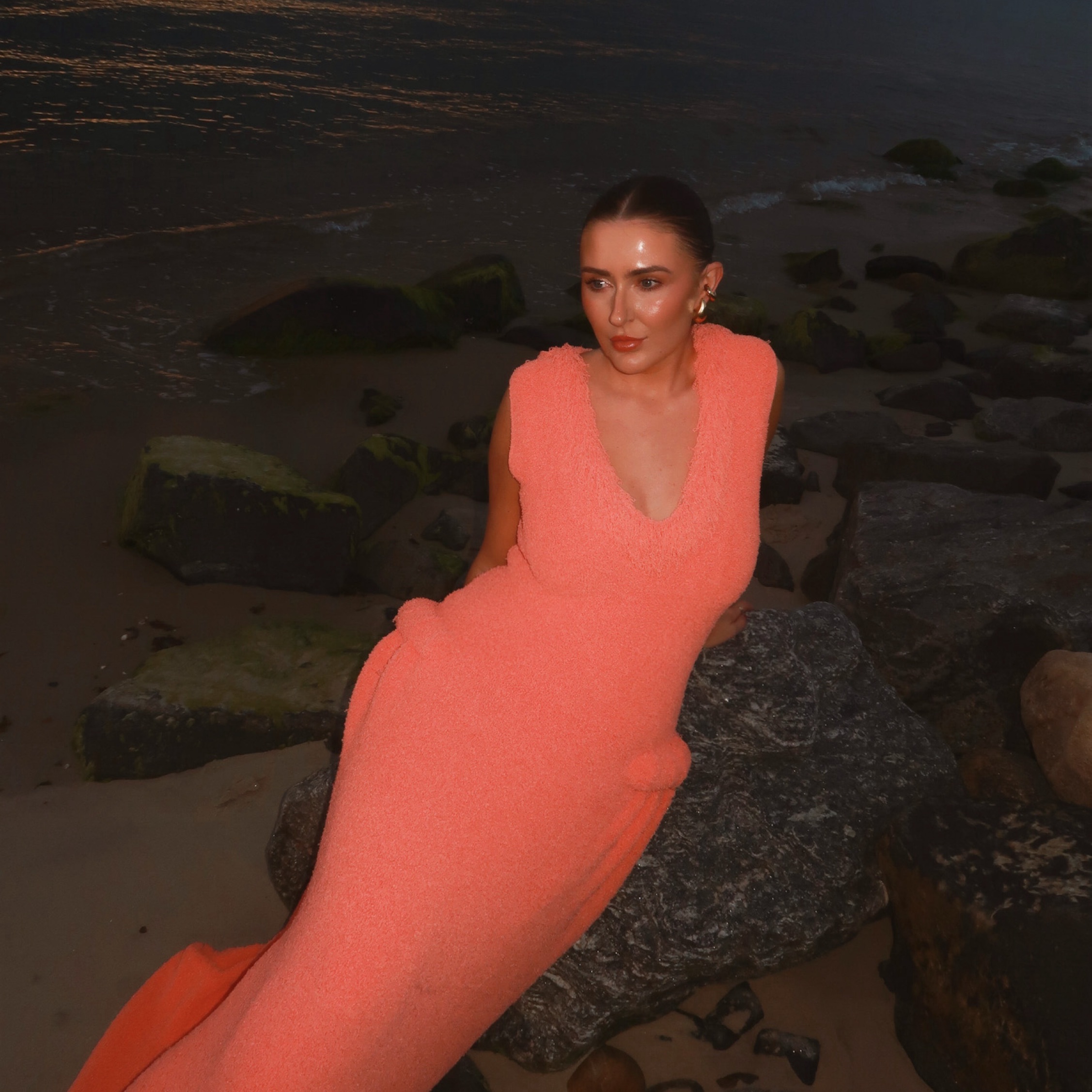 bottega veneta orange dress Draped gathered jersey maxi dress - bright orange