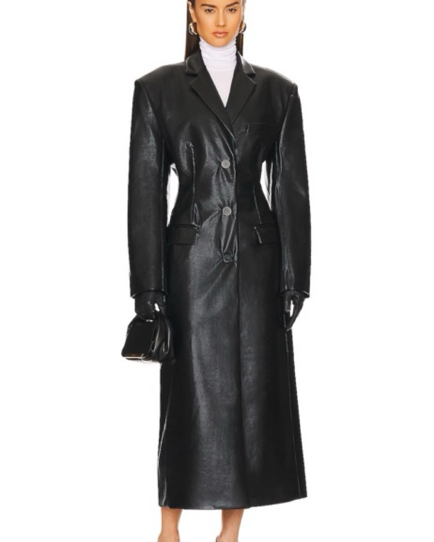Helsa Faux Leather Long Coat by Helsa - Pickle