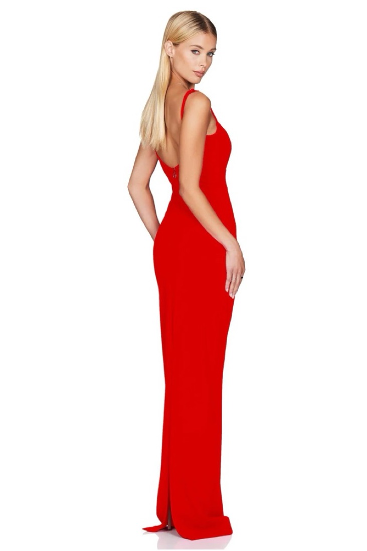 red dress with sleeves midi Aileen Ruched Detail Puff Sleeve Midi Dress Red – Girl In Mind