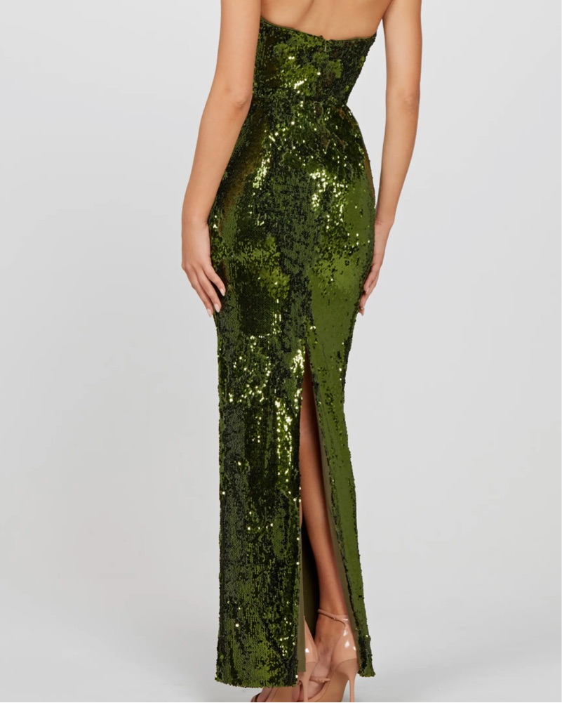 hoco green dress Hannah Green Sequin Fitted Strapless Dress – Get That Trend
