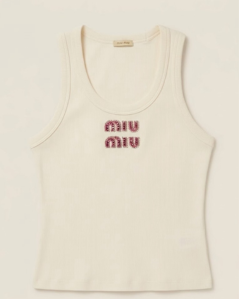 Cream And Pink Miu Miu Tank by Miu Miu | Pickle