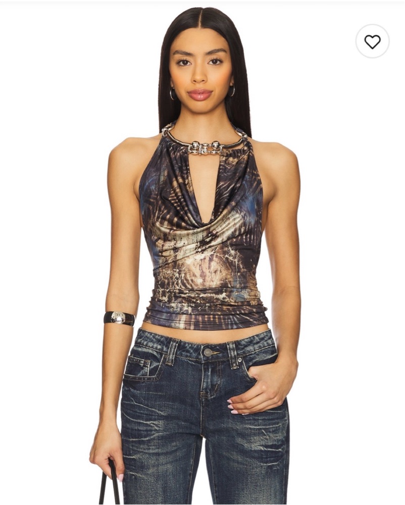 Jaded London Draped Top Chunky Neck Trim by Jaded London - Pickle