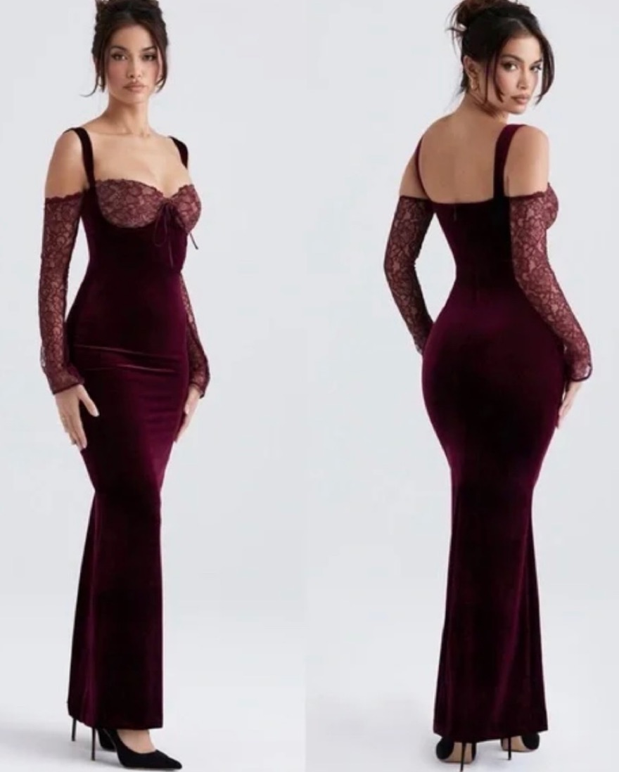 house of cb black cherry velvet maxi dress House of Cb Ivy Black Cherry Velvet Maxi Dress