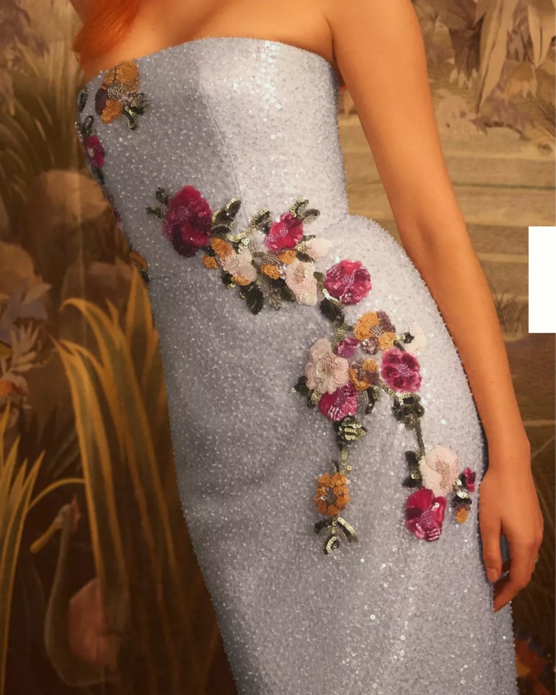 sachin and babi light blue dress Lace Crew Neck Long Sleeve Belted Midi Sheath Dress