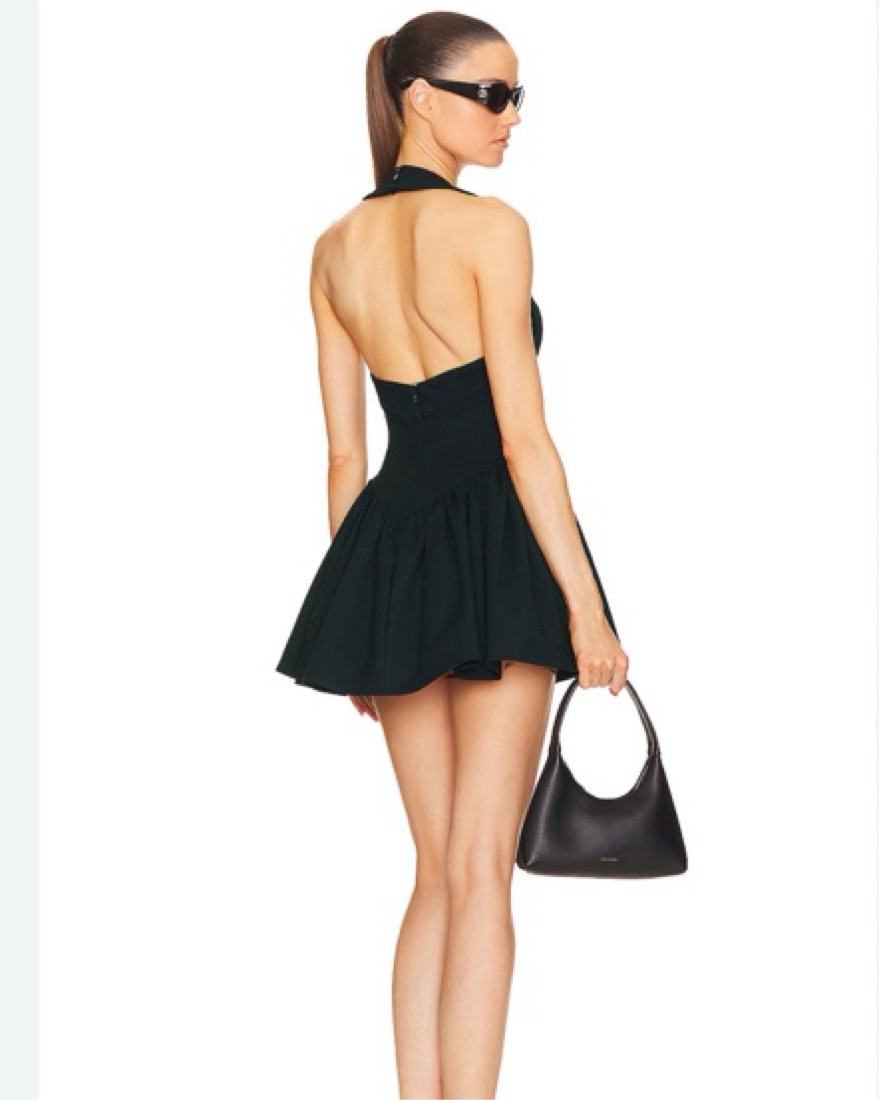 Helsa Faille Halter Mini Dress in Black by Helsa - Pickle