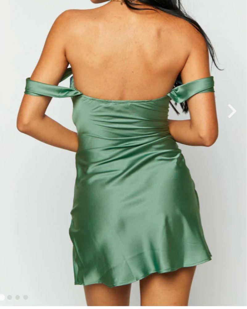 green off the shoulder mini dress Off-Shoulder Draped Mini Dress main image 0