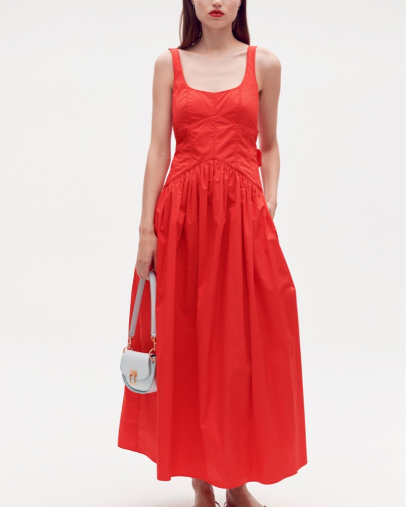 oroton red dress Oroton Red Tie Back Dress by Oroton