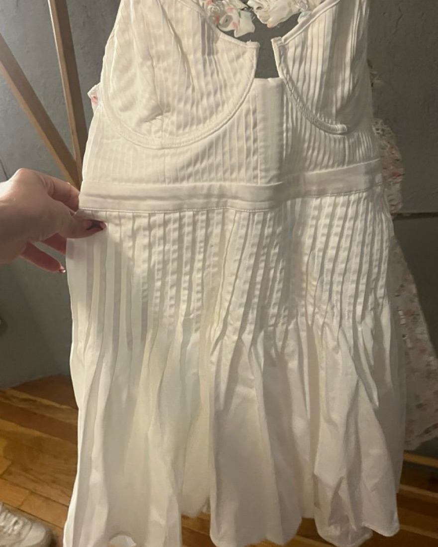 free people pearl lace mini dress Eva Hand Beaded Pearl & Lace Mini Dress - White