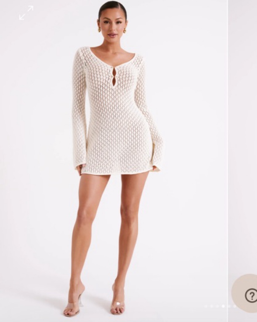 Kayleigh Crochet Knit Mini Dress by Meshki - Pickle