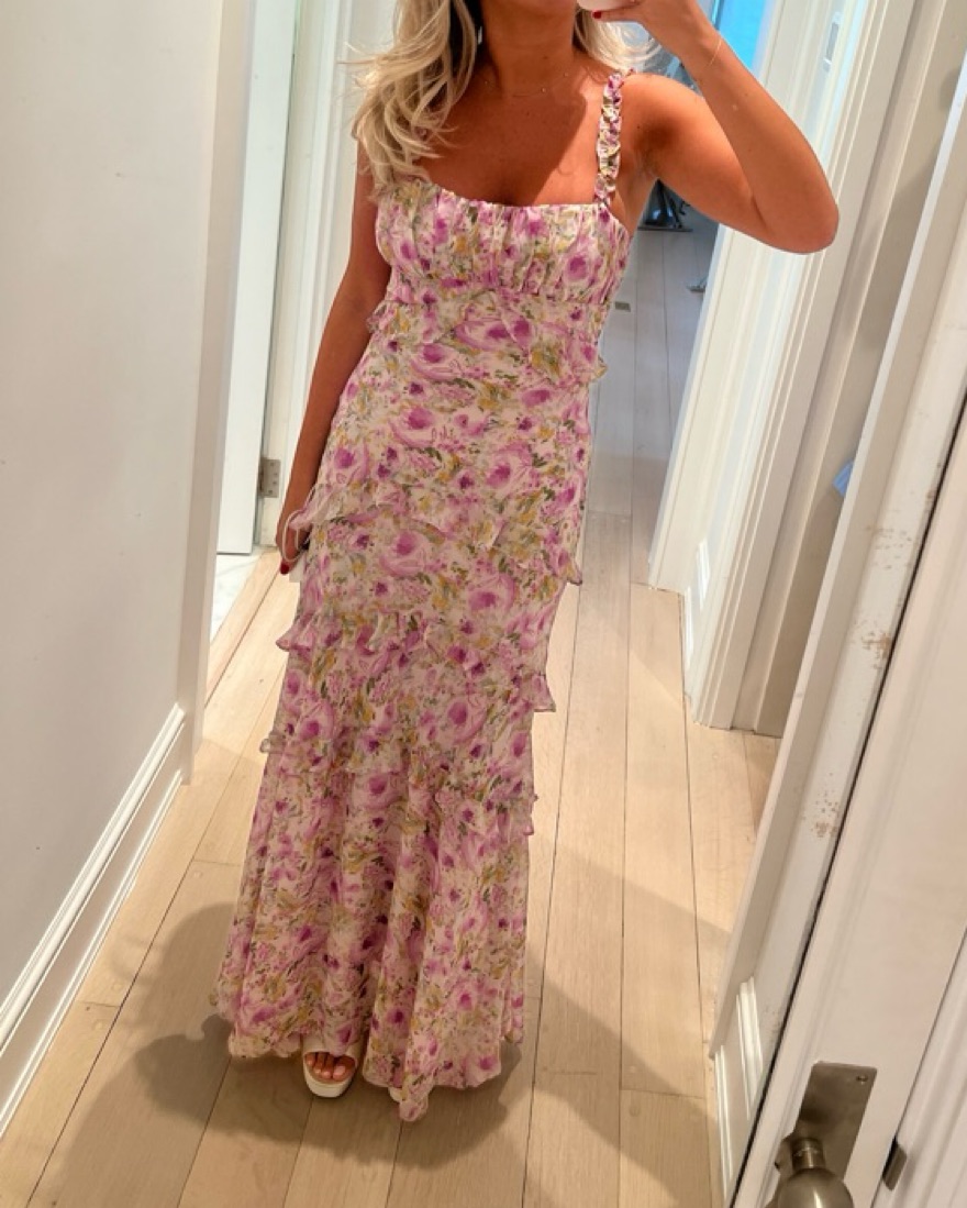 olina dress in pink ditsy astr the label Olina Dress in Pink Ditsy Astr The Label