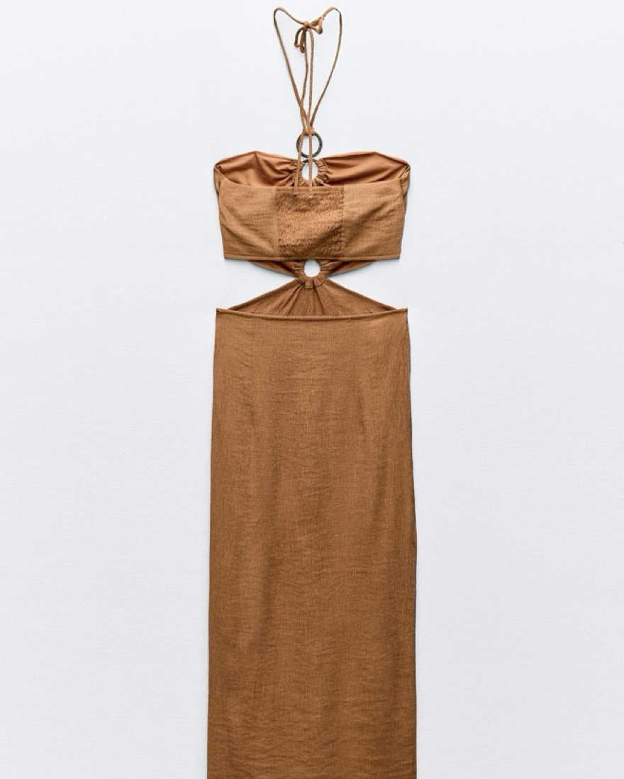 ZARA BROWN CUT OUT HALTER DRESS by Zara - Pickle