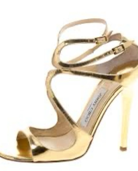 Jimmy Choo Gold Glitter Louise Strappy Sandals Size 38 Jimmy