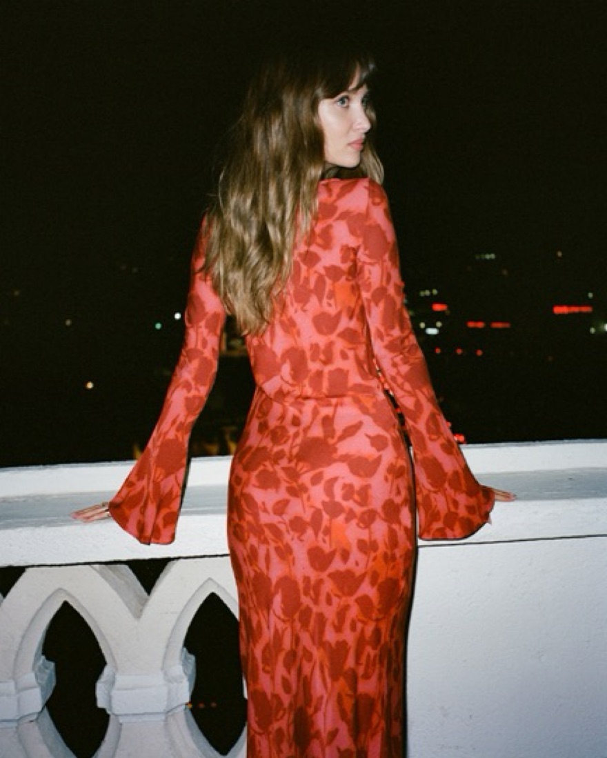 realisation par red dress long sleeve The Gia - Havana