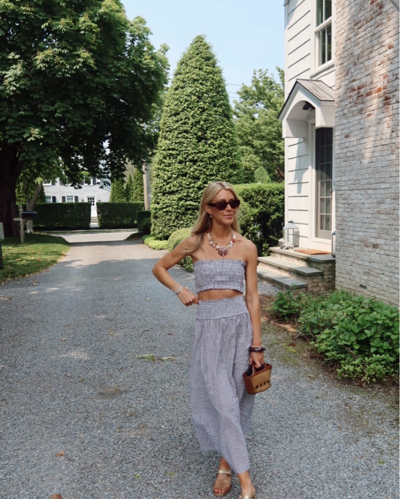 Hill House Gingham Crop Top and Pant Set by Hill House Home - Pickle