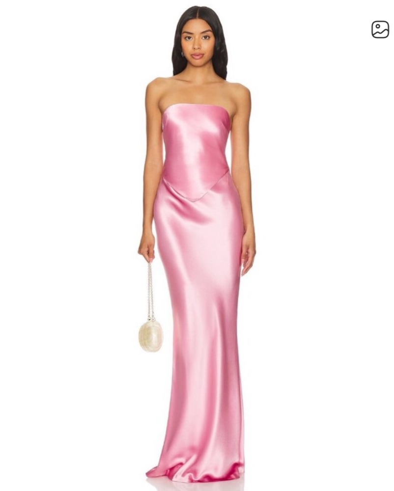 Retrofete Silk Strapless Gown In Pink by Retrofete - Pickle