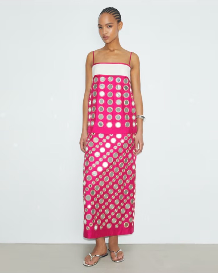 ワンピース TORY BURCH Woman Dress Pink 159728 651 Printed Silk Twill Shirtdress: Women's Designer Dresses