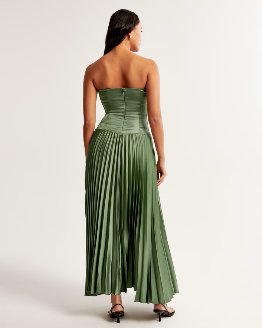 the a&f giselle strapless drop-waist maxi dress Elegant Black Deep V-Neck Ruffle Tie-Up Open Back Dress with Long Slee –  EDITE MODE main image 0